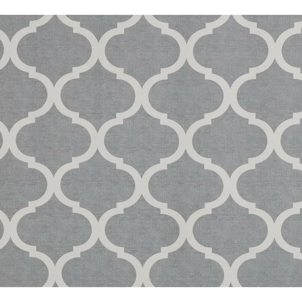 Mainstays Curtains 50x95 Gray White Trellis Set of 2‎ Rod Pocket Panels